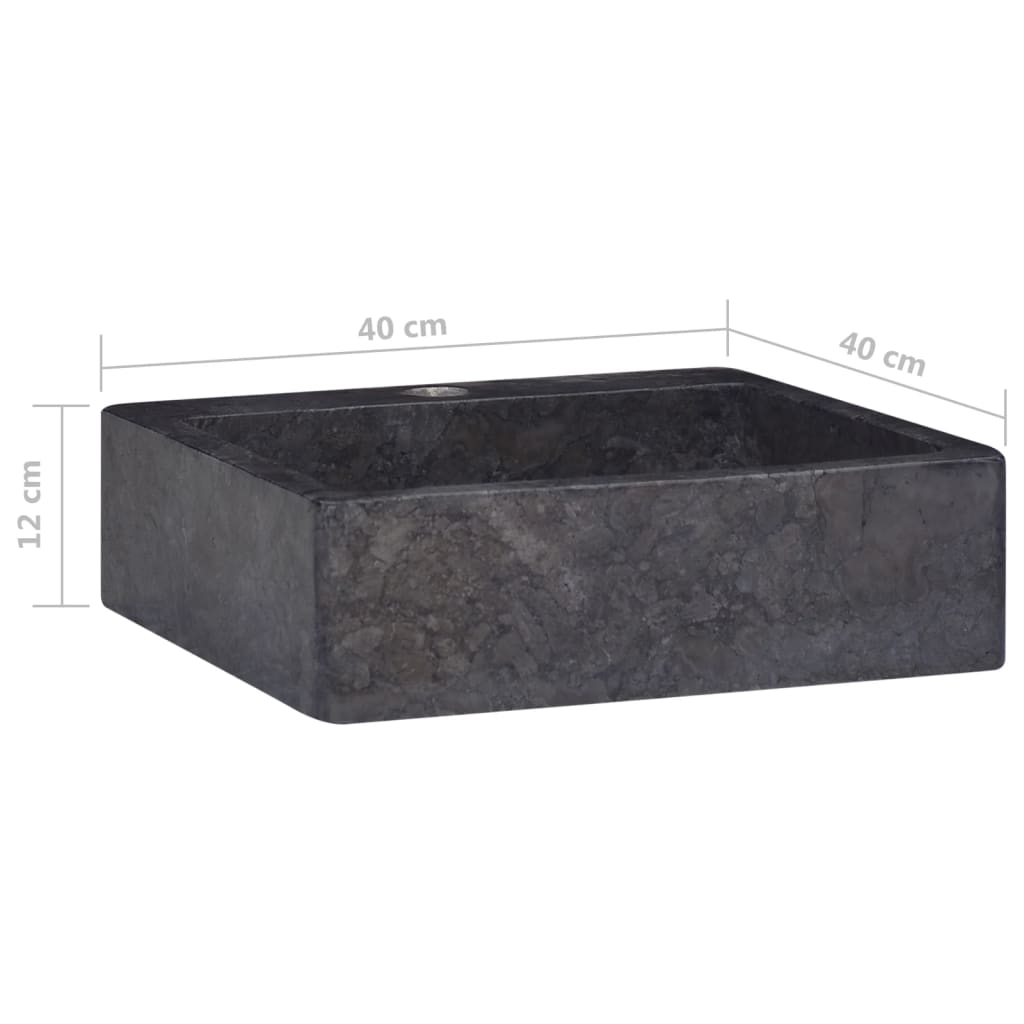 vidaXL Sink Black 15.7"x15.7"x4.7" Marble