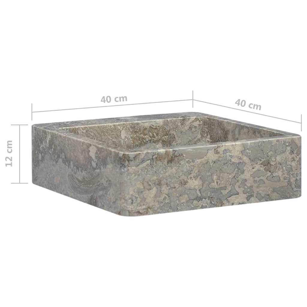 vidaXL Sink Gray 15.7"x15.7"x4.7" Marble