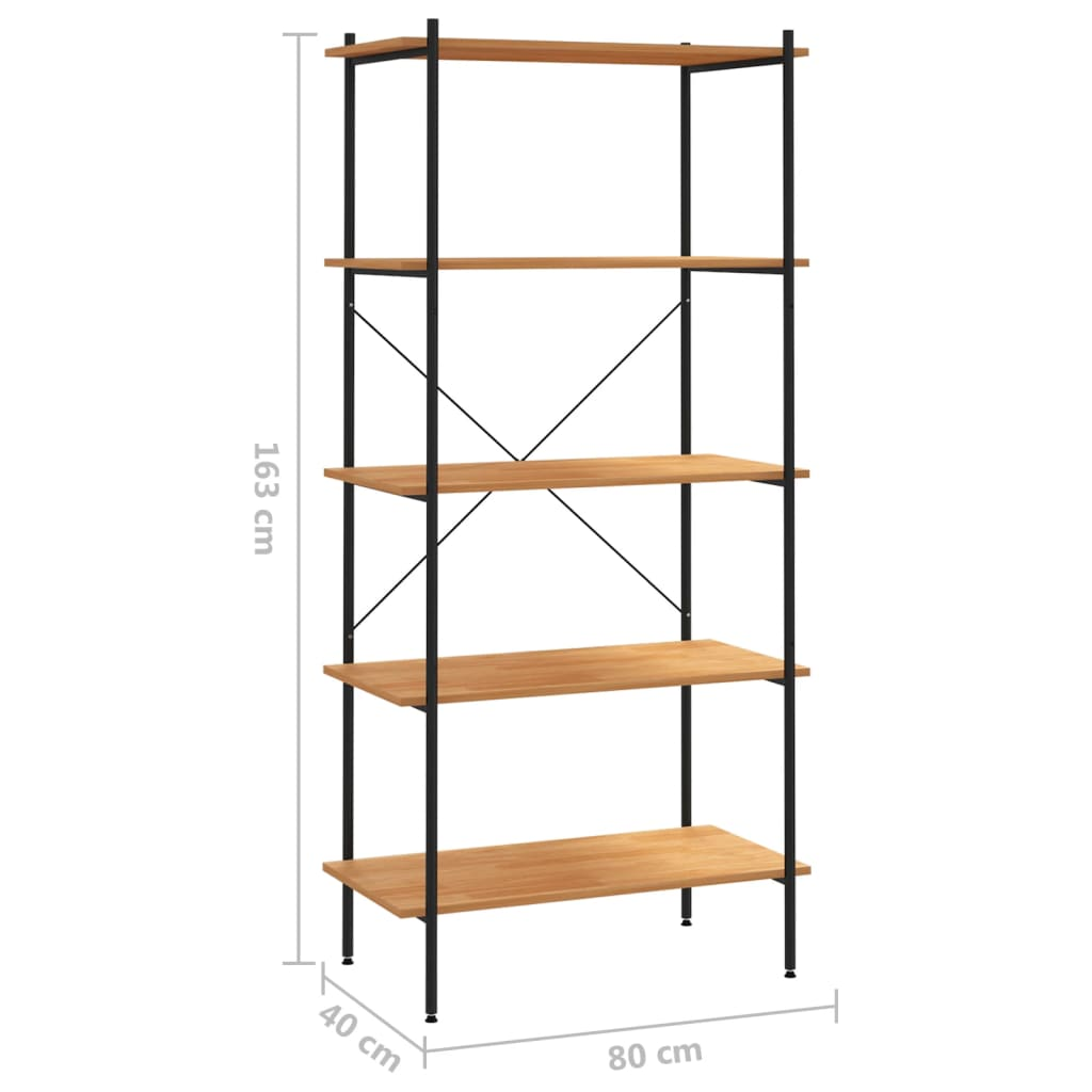 vidaXL 5-Tier Shelving Unit Black and Oak 31.5"x15.7"x64.2"