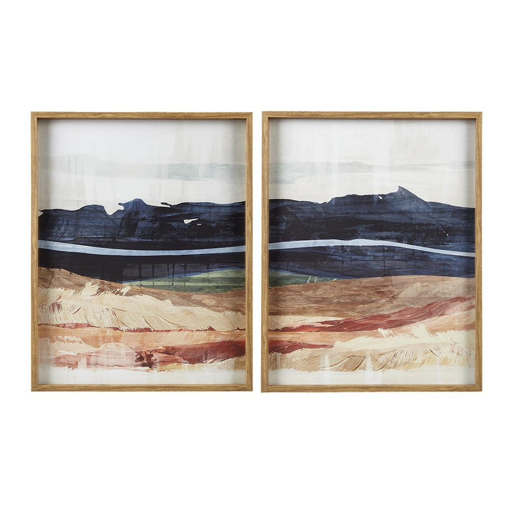 Abstract Landscape Diptych 2-Piece Framed Glass Wall Art Set