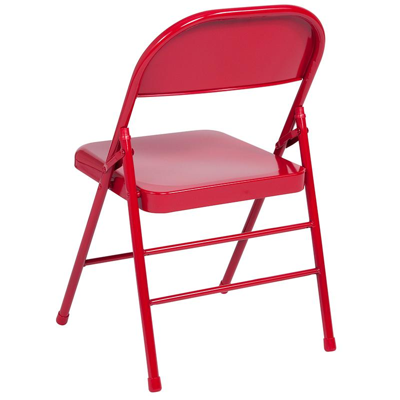 2 Pack HERCULES Series Triple Braced & Double Hinged Red Metal Folding Chair