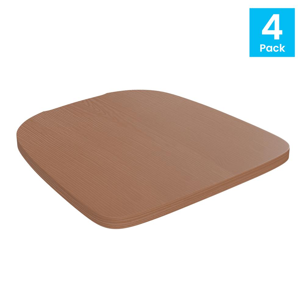 Perry Poly Resin Wood Square Seat with Rounded Edges for Colorful Metal Barstools in Teak