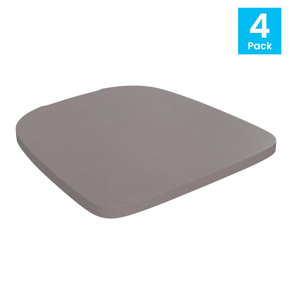 Perry Poly Resin Wood Square Seat with Rounded Edges for Colorful Metal Barstools in Gray