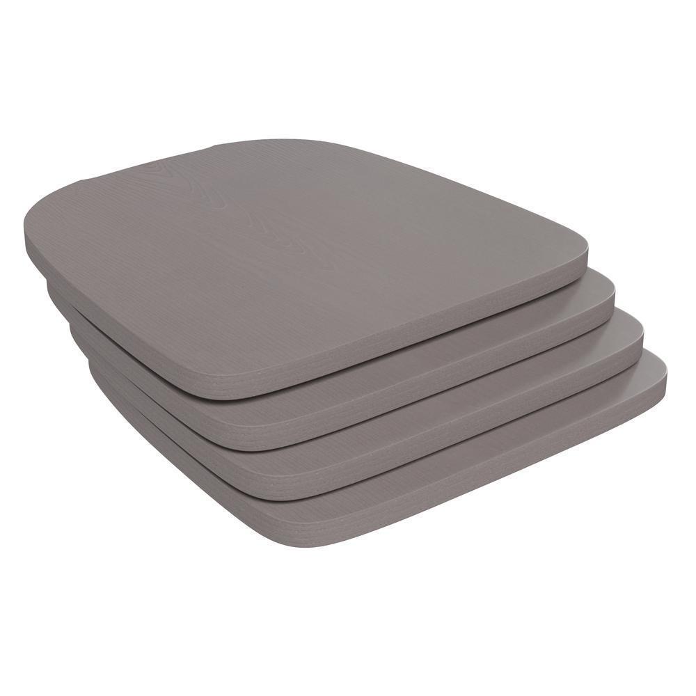 Perry Poly Resin Wood Square Seat with Rounded Edges for Colorful Metal Barstools in Gray