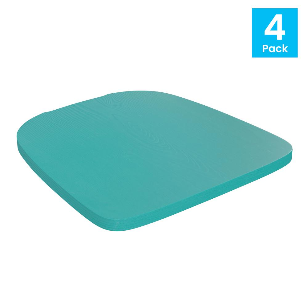 Perry Poly Resin Wood Square Seat with Rounded Edges for Colorful Metal Barstools in Mint