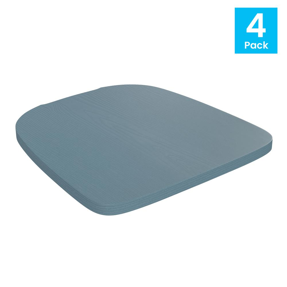 Perry Poly Resin Wood Square Seat with Rounded Edges for Colorful Metal Barstools in Teal-Blue