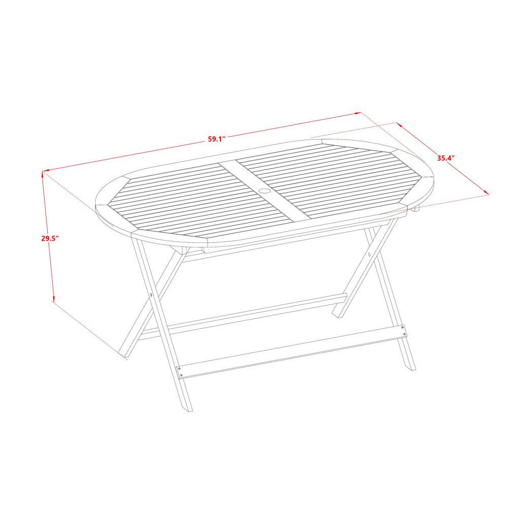 5 Piece Outdoor Patio Dining Sets Consist of an Oval Acacia Table