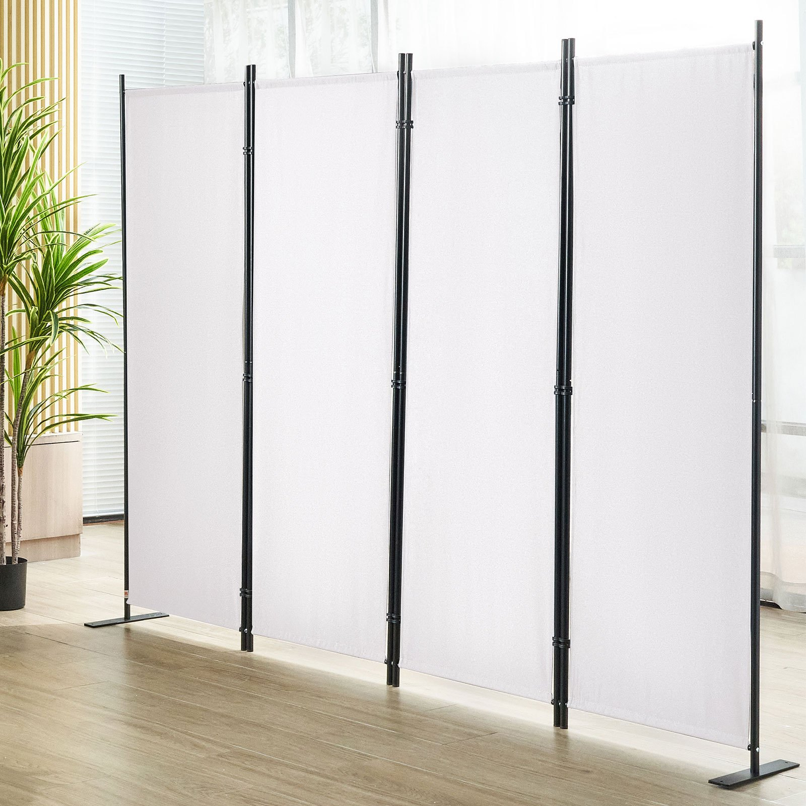 VEVOR Room Divider, 5.6 ft （88×67.5inch）Room Dividers and Folding Privacy Screens (4-panel), Fabric Partition Room Dividers for Office, Bedroom, Dining Room, Study, Freestanding, White