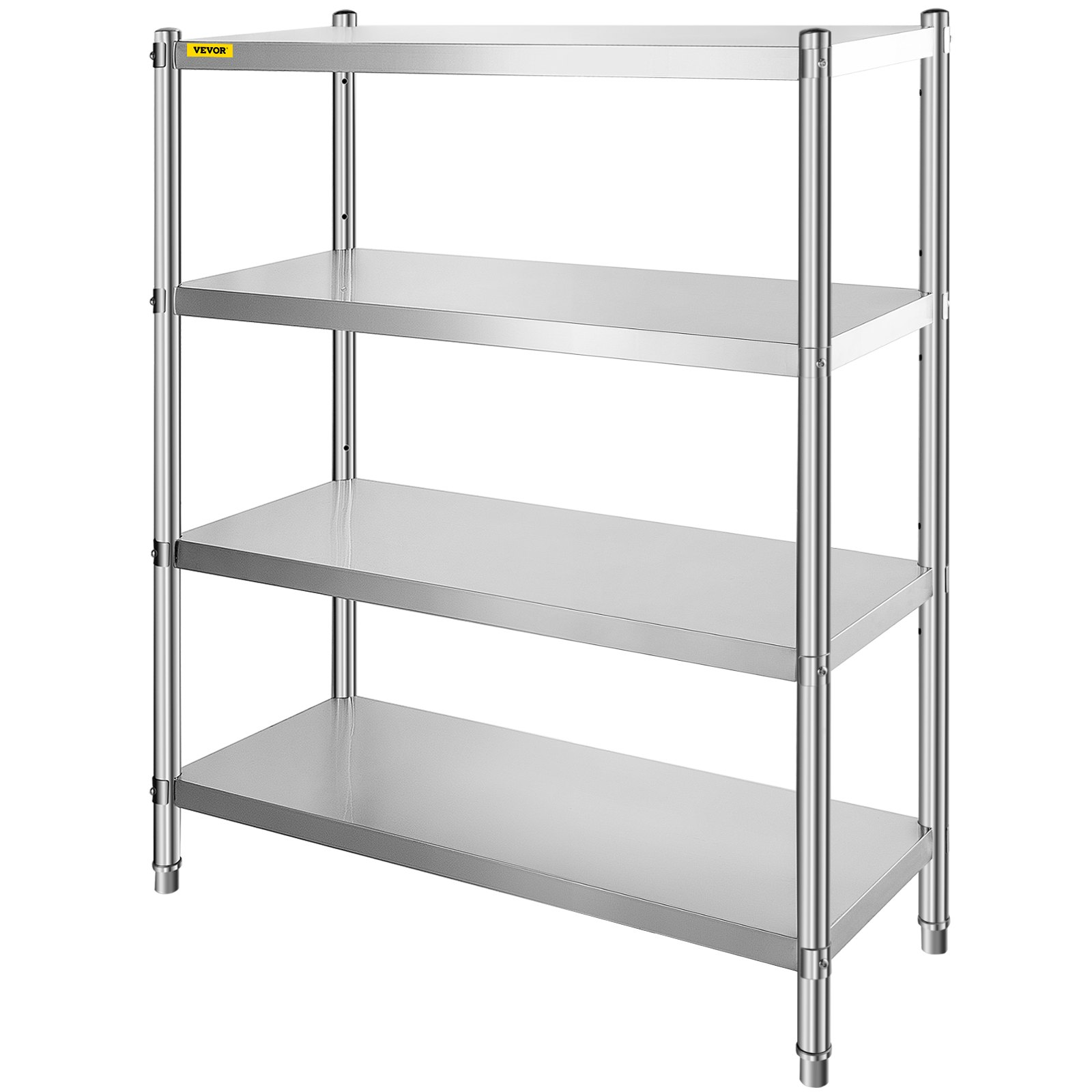 VEVOR Stainless Steel Shelving 46.8x18.5 Inch 4 Tier Adjustable Shelf Storage Unit Stainless Steel Heavy Duty Shelving for Kitchen Commercial Office Garage Storage 330lb Per Shelf