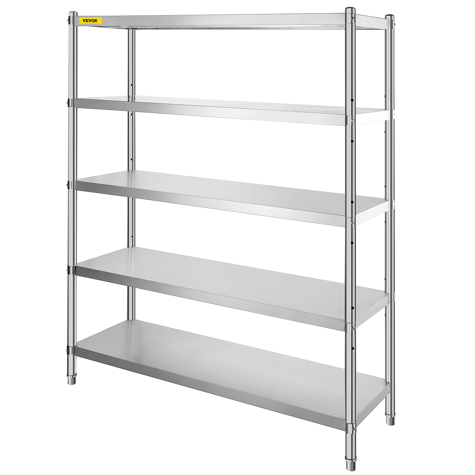 VEVOR Stainless Steel Shelving 60x18.5 Inch 5 Tier Adjustable Shelf Storage Unit Stainless Steel Heavy Duty Shelving for Kitchen Commercial Office Garage Storage 330lb Per Shelf