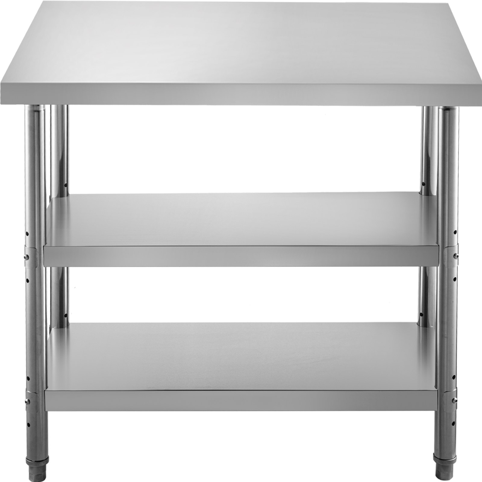 VEVOR Stainless Steel Prep Table, 48x18x33 in Commercial Stainless Steel Table, 2 Adjustable Undershelf BBQ Prep Table, Heavy Duty Kitchen Work Table, for Garage, Home, Warehouse, and Kitchen Silver