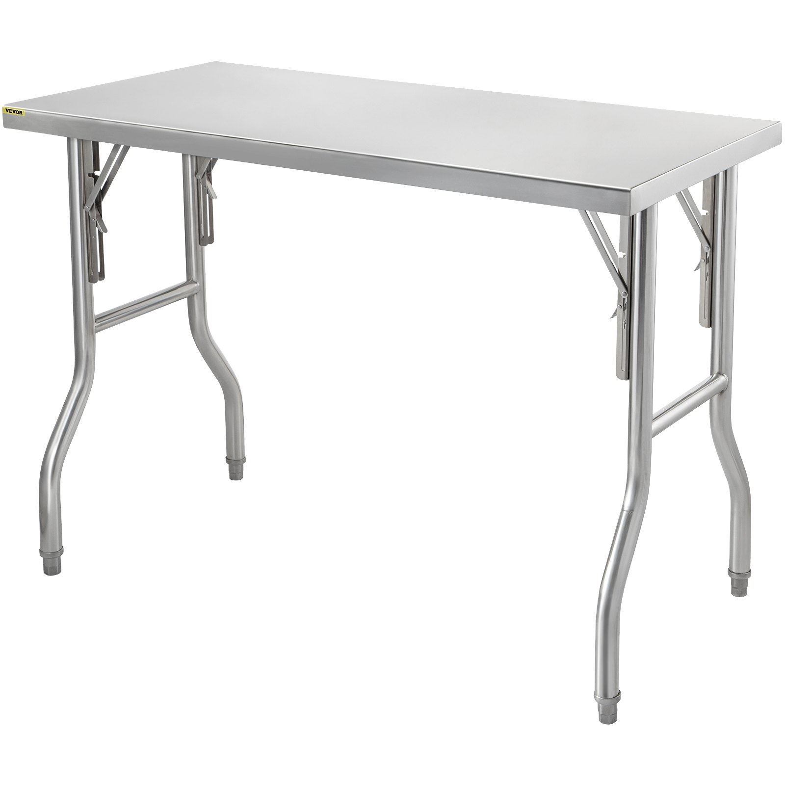 VEVOR 48 x 30 Inch Folding Commercial Prep Table Commercial Worktable Workstation, Heavy-Duty Stainless Steel Folding Table with 220 lbs Load, Silver Stainless Steel Kitchen Island，Kitchen Work Table