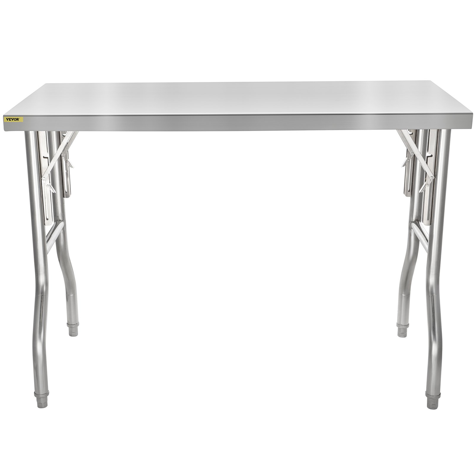 VEVOR Commercial Worktable Workstation 48 x 24 Inch Folding Commercial Prep Table, Heavy-duty Stainless Steel Folding Table with 661 lbs Load, Kitchen Work Table, Silver Stainless Steel Kitchen Island