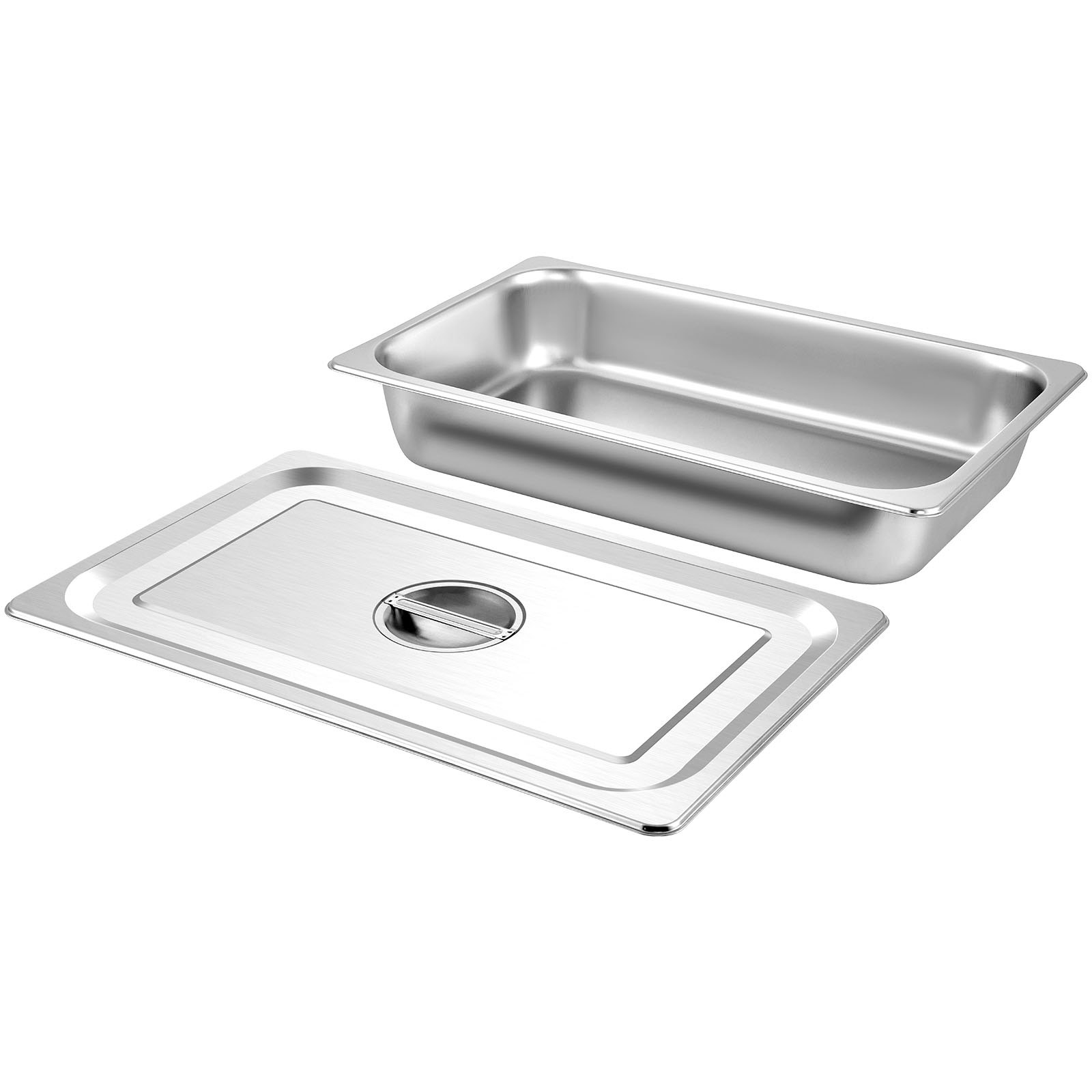 VEVOR 4 Pack Hotel Pan 3.7" Deep Steam Table Pan Full Size with Lid 20.8"L x 13"W Hotel Pan 22 Gauge Stainless Steel Anti Jam Steam Table Pan