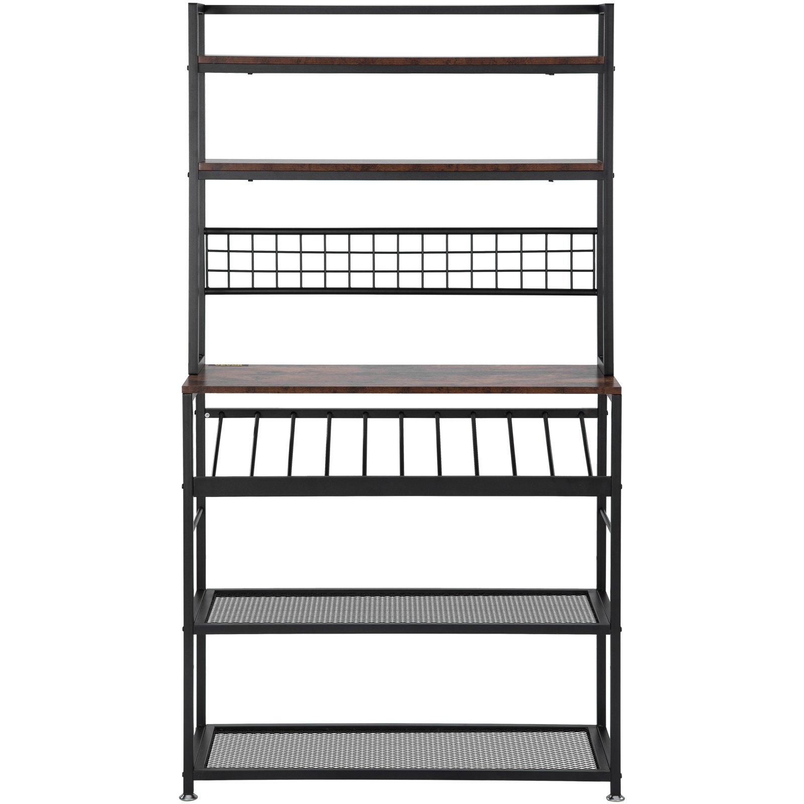 VEVOR Kitchen Wine Baker's Rack, Microwave Oven Stand, 6-Tier Kitchen Rack with 11 Side Hooks, Bakers Racks for Kitchens with Storage, Wine Rack, Utility Storage Shelf for Kitchen, Coffer Bar Stand