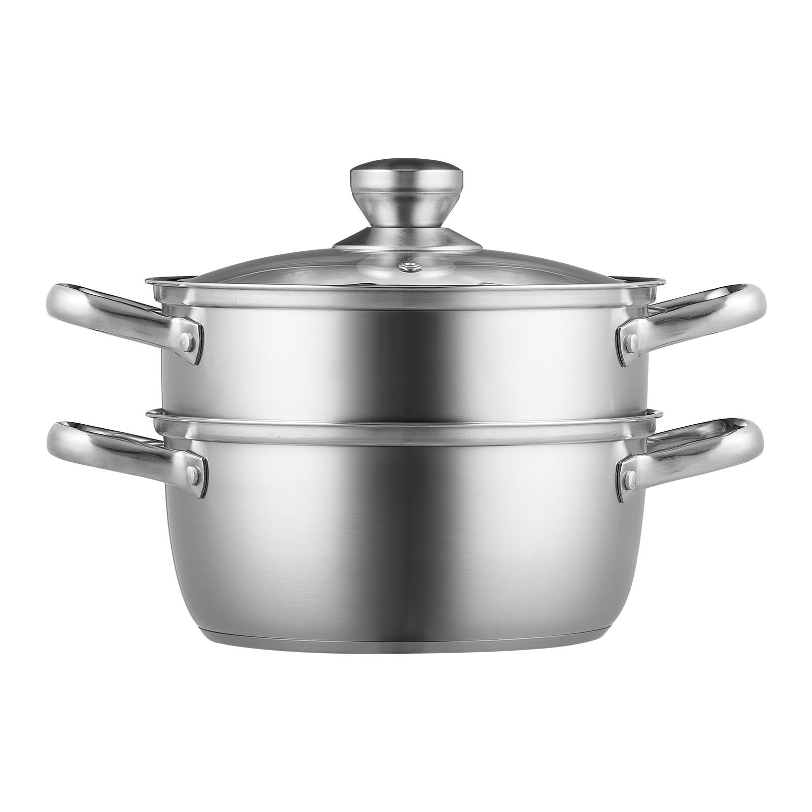 VEVOR Steamer Pot, 8.66in/22cm Steamer Pot for Cooking with 3QT Stock Pot and Vegetable Steamer, Large Capacity Stainless Steel Food Steamer Cookware with Lid for Gas Electric Induction Grill Stove