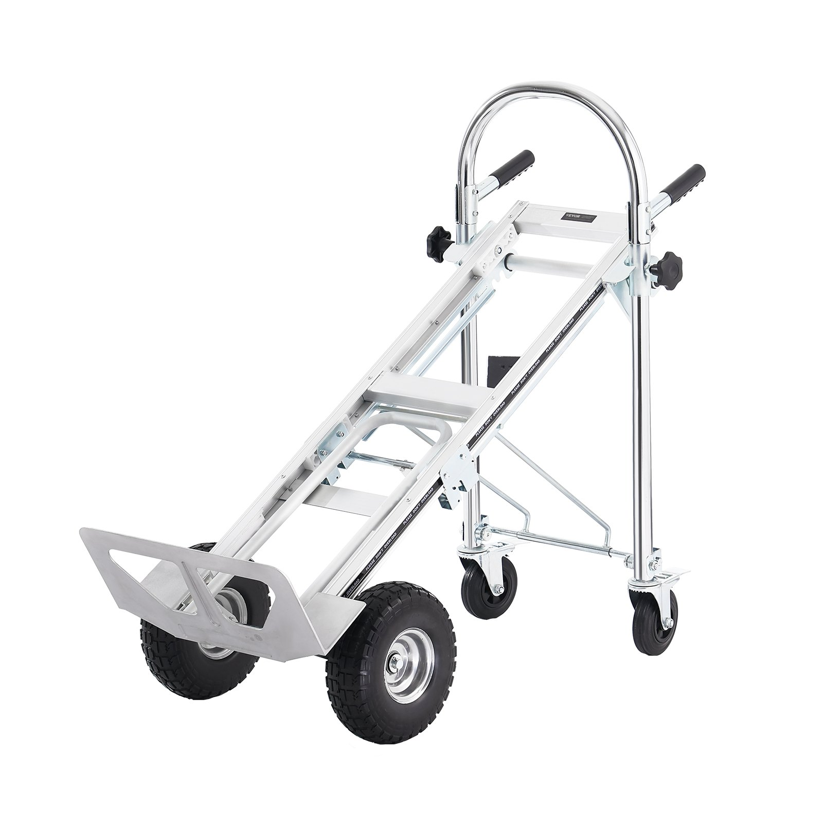 VEVOR Aluminum Folding Hand Truck, 4 in 1 Design 1000 lbs Capacity, Heavy Duty Industrial Collapsible cart, Dolly Cart with Rubber Wheels for Transport and Moving in Warehouse, Supermarket, Garden