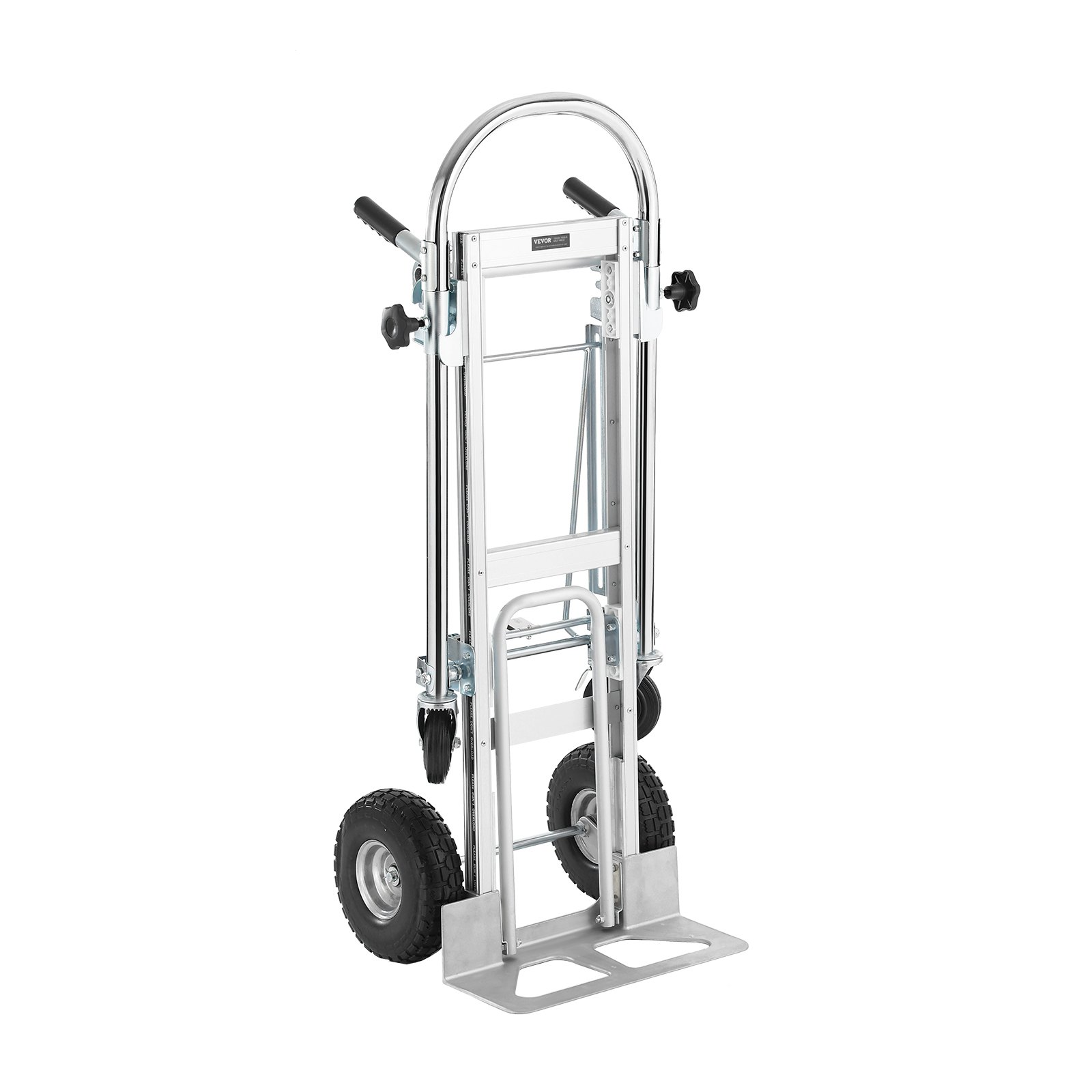 VEVOR Aluminum Folding Hand Truck, 4 in 1 Design 1000 lbs Capacity, Heavy Duty Industrial Collapsible cart, Dolly Cart with Rubber Wheels for Transport and Moving in Warehouse, Supermarket, Garden