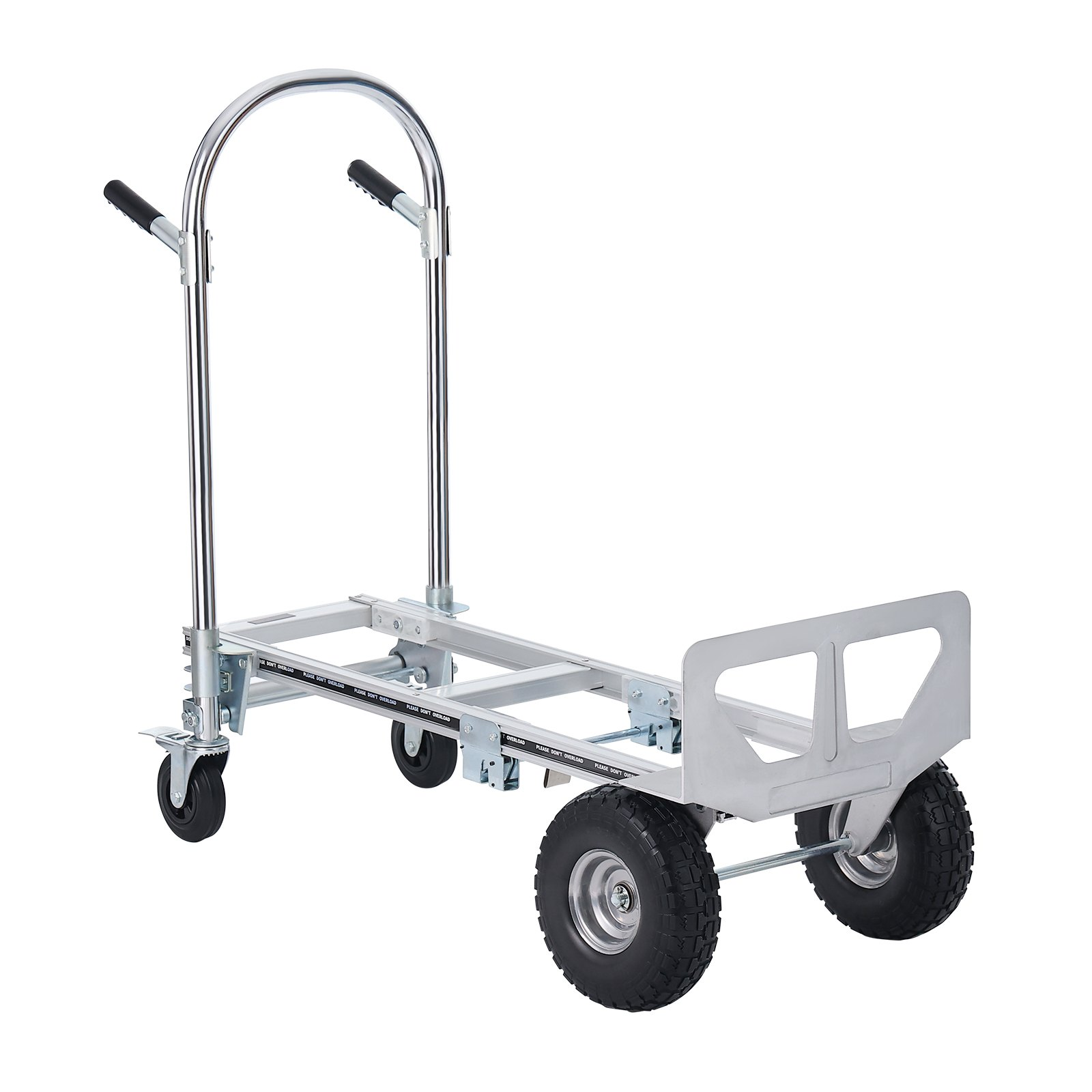 VEVOR Aluminum Folding Hand Truck, 2 in 1 Design 1000 lbs Capacity, Heavy Duty Industrial Collapsible cart, Dolly Cart with Rubber Wheels for Transport and Moving in Warehouse, Supermarket, Garden