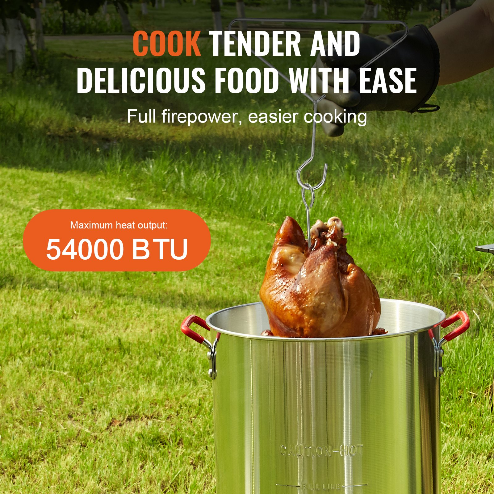 VEVOR Turkey Deep Fryer, 30-qt Turkey Fryer Boiler Steamer Cooker Set, Outdoor Aluminum Seafood Frying Pot, 54,000 BTU Burner Propane Gas Boiler, Includes Basket, Perforated Poultry Rack, Thermometer