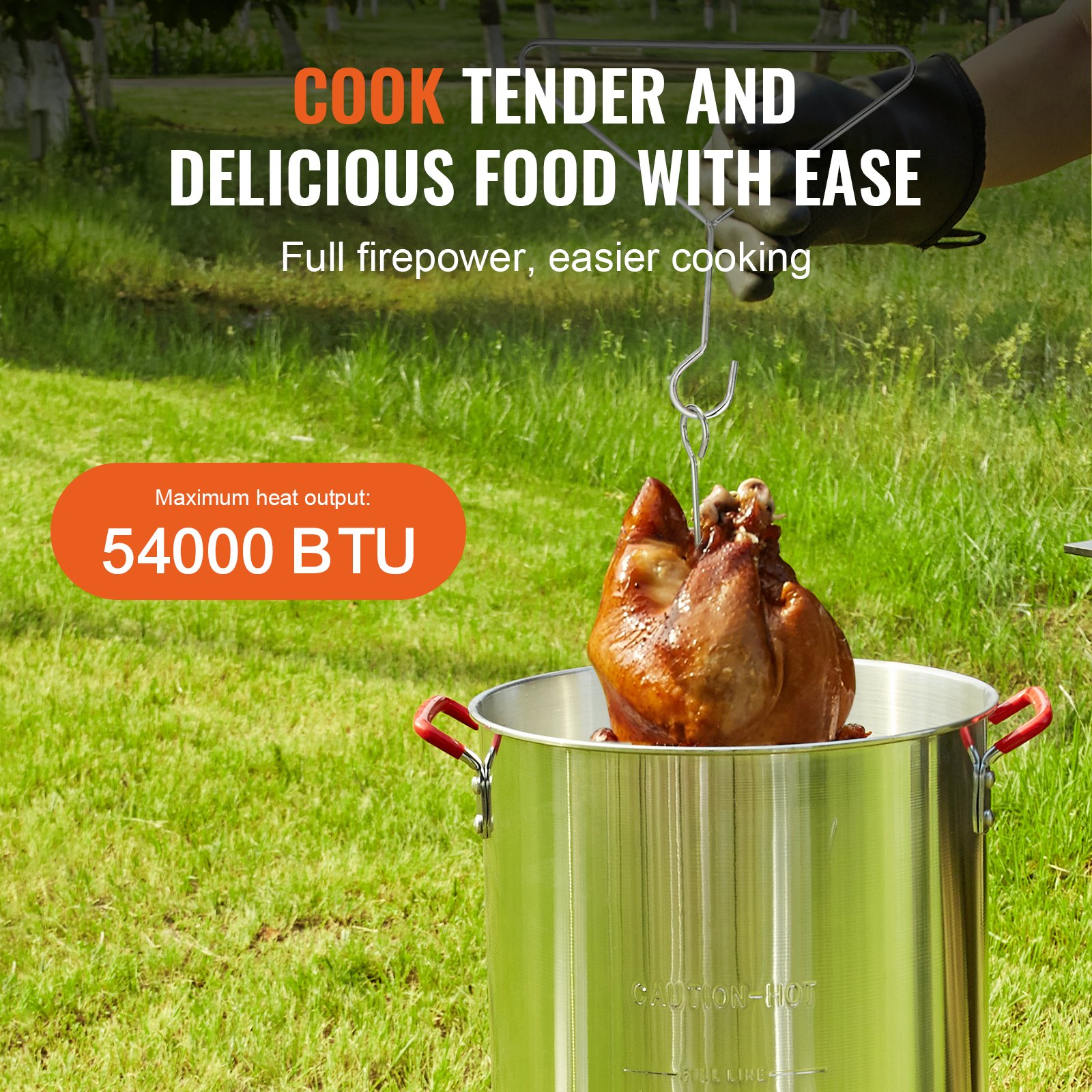 VEVOR Turkey Deep Fryer, 30-qt Turkey & 10-qt Fish Steamer Cooker Set, Outdoor Aluminum Seafood Frying Pot, 54,000 BTU Burner Propane Gas Boiler, Includes Baskets, Perforated Poultry Rack, Thermometer