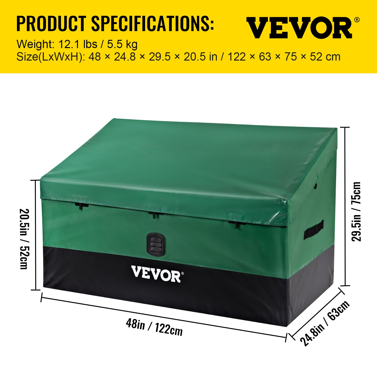 VEVOR Outdoor Storage Box Patio Deck Box 100 Gallon Waterproof PE Tarpaulin