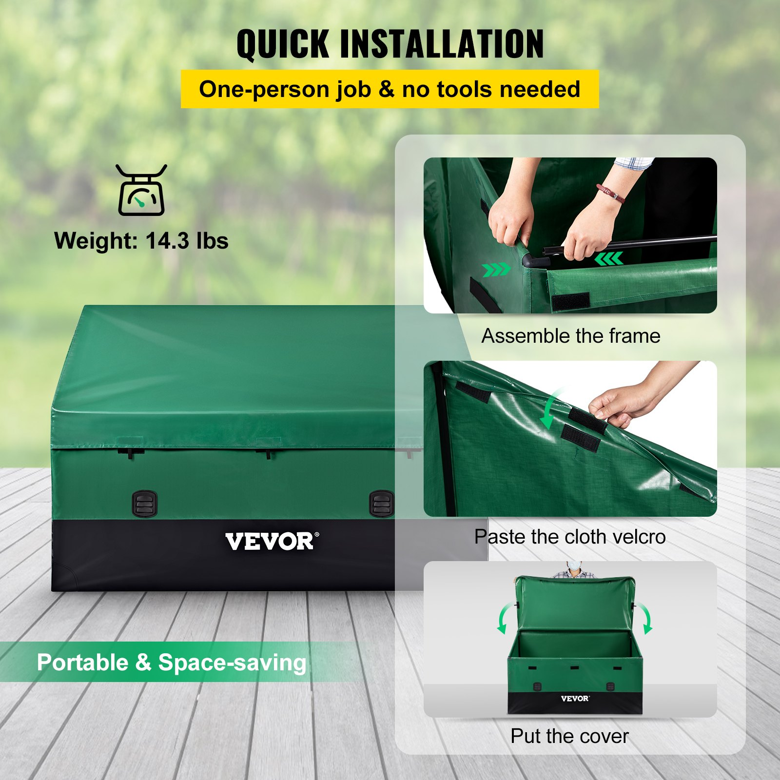 VEVOR Outdoor Storage Box Patio Deck Box 150 Gallon Waterproof PE Tarpaulin