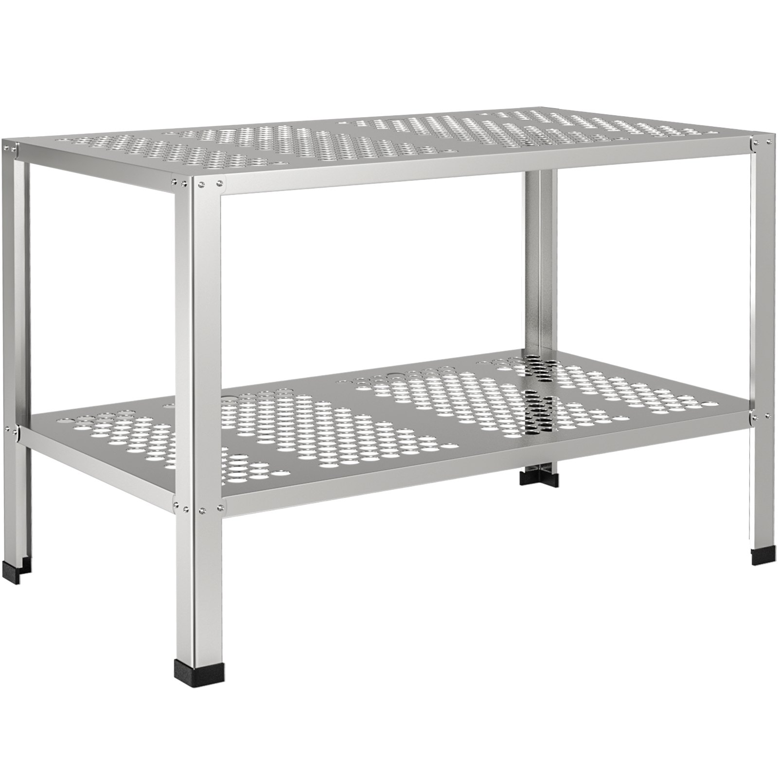 VEVOR Potting Bench, 42" L x 24" W x 32" H, Aluminum Alloy Outdoor Workstation with Rubber Feet, Multi-use Double Layers Gardening Table for Greenhouse, Patio, Porch, Backyard, Silver