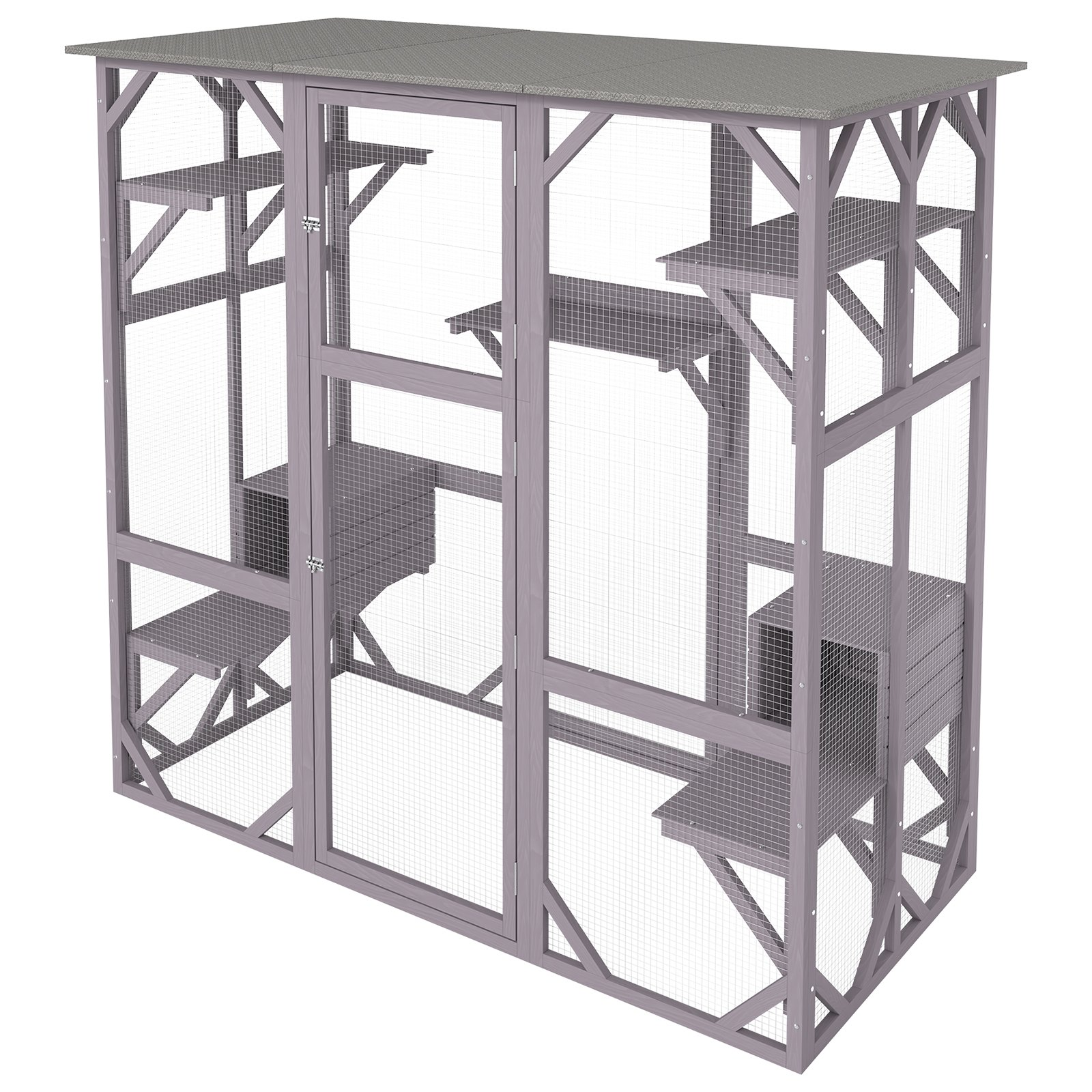 VEVOR Cat House Outdoor, 7-Tier Large Catio, Cat Enclosure with 5 Platforms, 2 Resting Boxes & Large Front Door, 71.2 x 34.6 x 66.5 inch