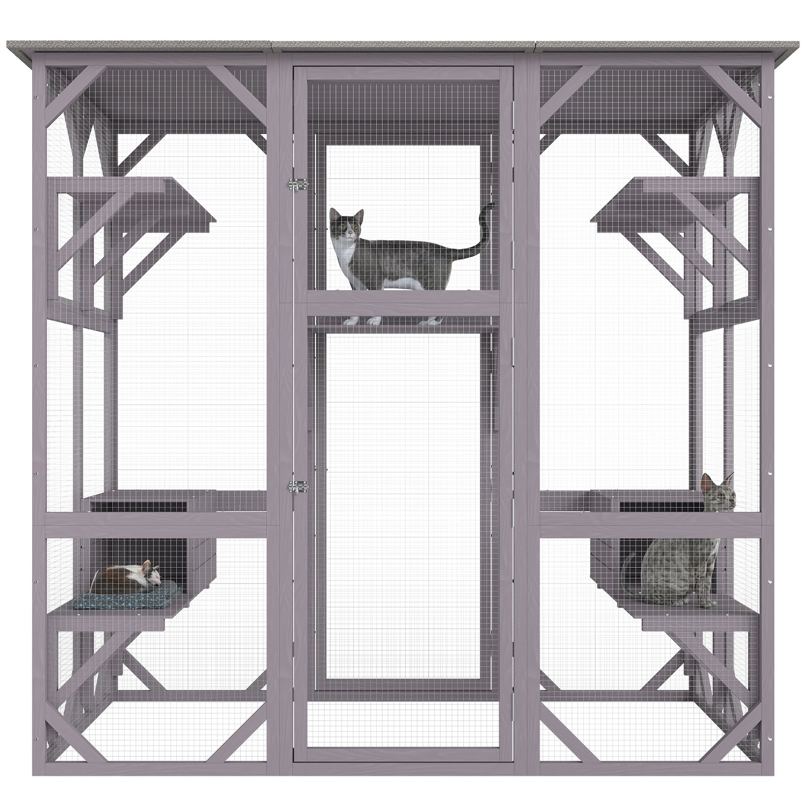 VEVOR Cat House Outdoor, 7-Tier Large Catio, Cat Enclosure with 5 Platforms, 2 Resting Boxes & Large Front Door, 71.2 x 34.6 x 66.5 inch