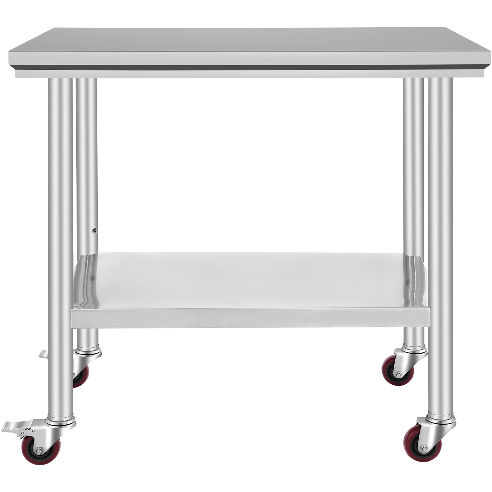 VEVOR Stainless Steel Work Table 36x24 Inch with 4 Wheels Commercial Food Prep Worktable with Casters Heavy Duty Work Table for Commercial Kitchen Restaurant