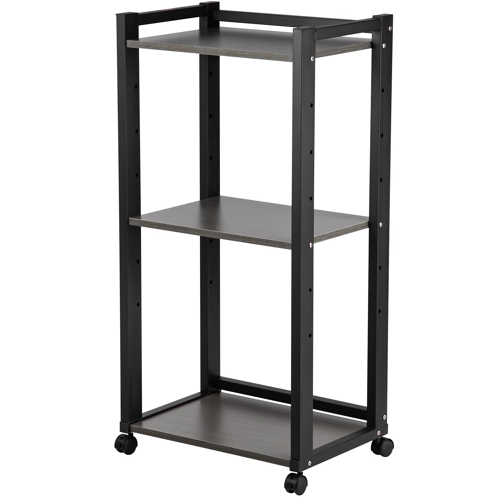 VEVOR Printer Stand, 3-Tier Rolling Printer Cart, Adjustable Storage Shelf Rack on Lockable Wheels, 19.69x 13.78x 42 inch Printer Table for Home Office Small Spaces Organization, Black