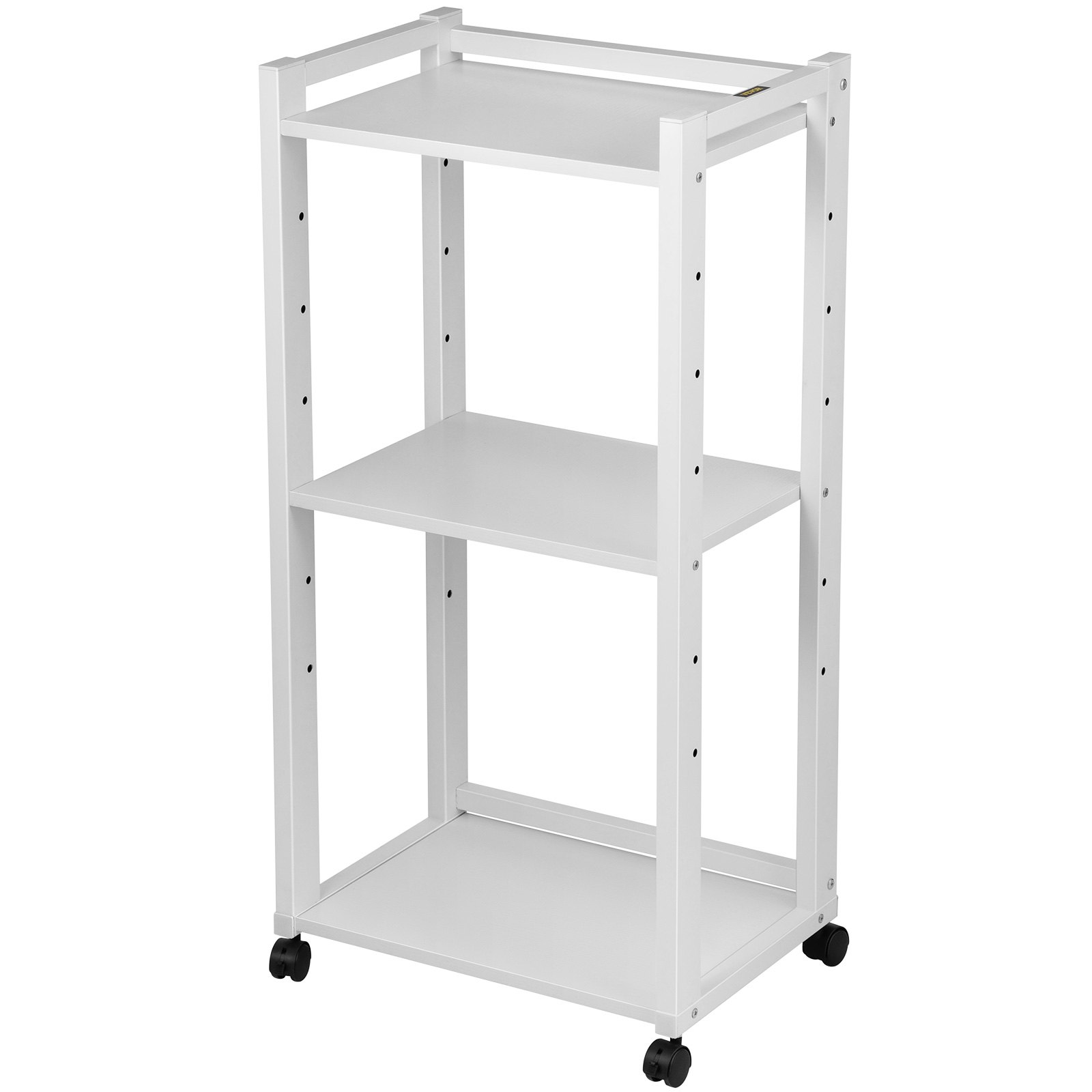 VEVOR Printer Stand, 3-Tier Rolling Printer Cart, Adjustable Storage Shelf Rack on Lockable Wheels, 19.69x 13.78x 42 inch Printer Table for Home Office Small Spaces Organization, White