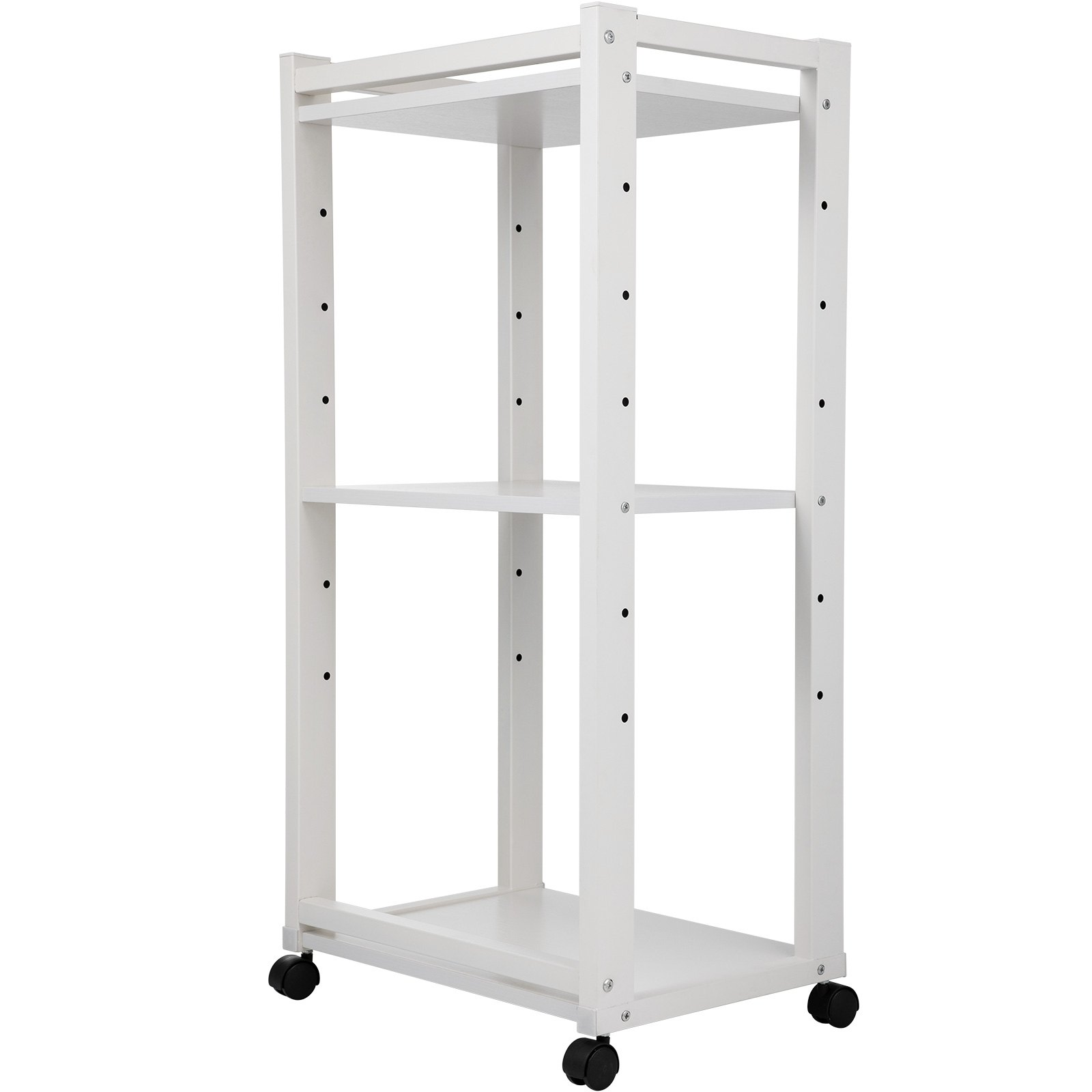 VEVOR Printer Stand, 3-Tier Rolling Printer Cart, Adjustable Storage Shelf Rack on Lockable Wheels, 19.69x 13.78x 42 inch Printer Table for Home Office Small Spaces Organization, White