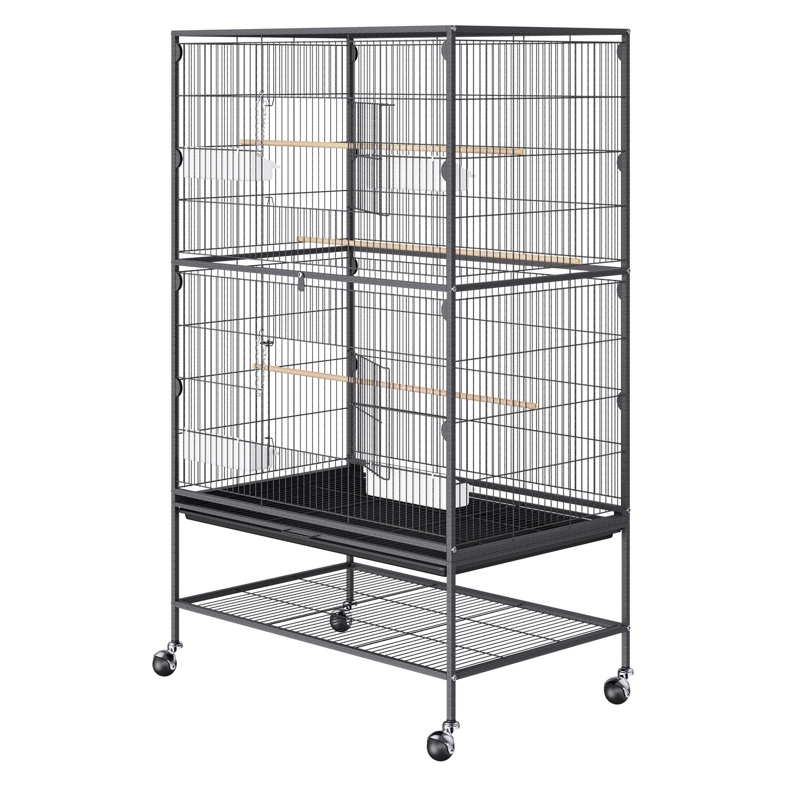 VEVOR 52 inch Standing Large Bird Cage, Wrought Iron Flight Bird Cage for Parakeets, Cockatiels, Parrots, Macaw with Rolling Stand and Tray