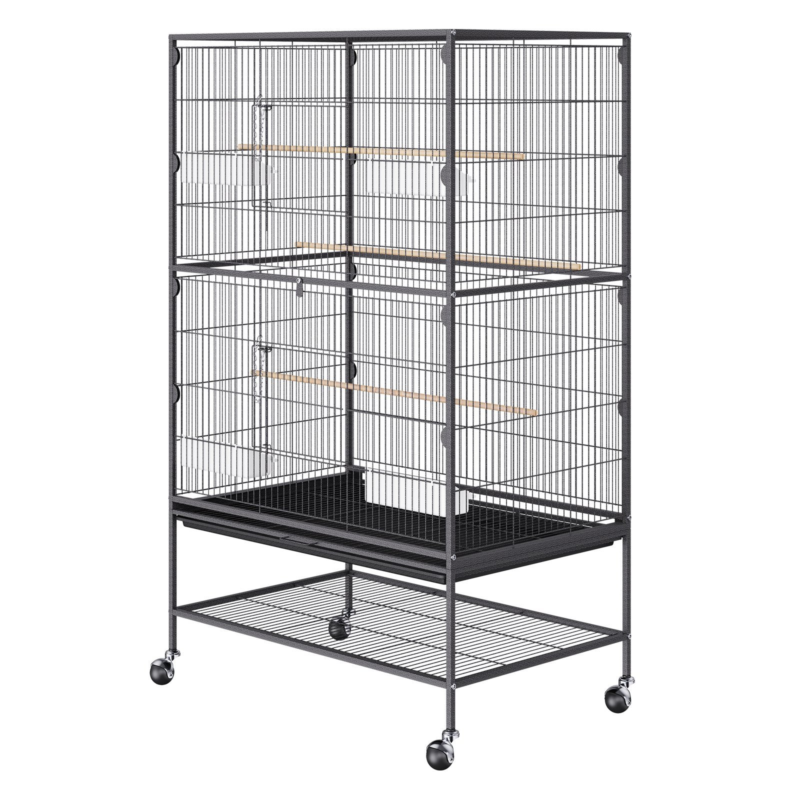 VEVOR 52 inch Standing Large Bird Cage, Wrought Iron Flight Bird Cage for Parakeets, Cockatiels, Parrots, Macaw with Rolling Stand and Tray