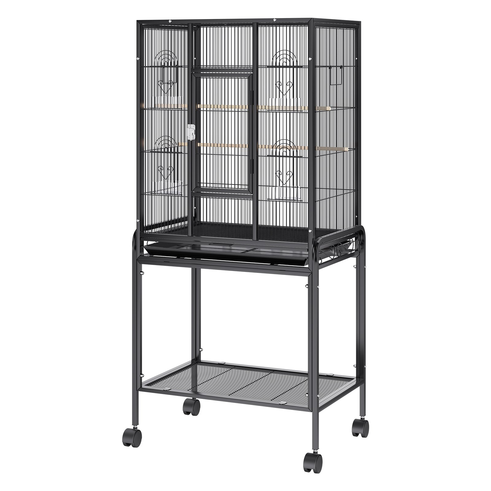 VEVOR 54 inch Standing Large Bird Cage, Carbon Steel Flight Bird Cage for Parakeets, Cockatiels, Parrots, Macaw with Rolling Stand and Tray