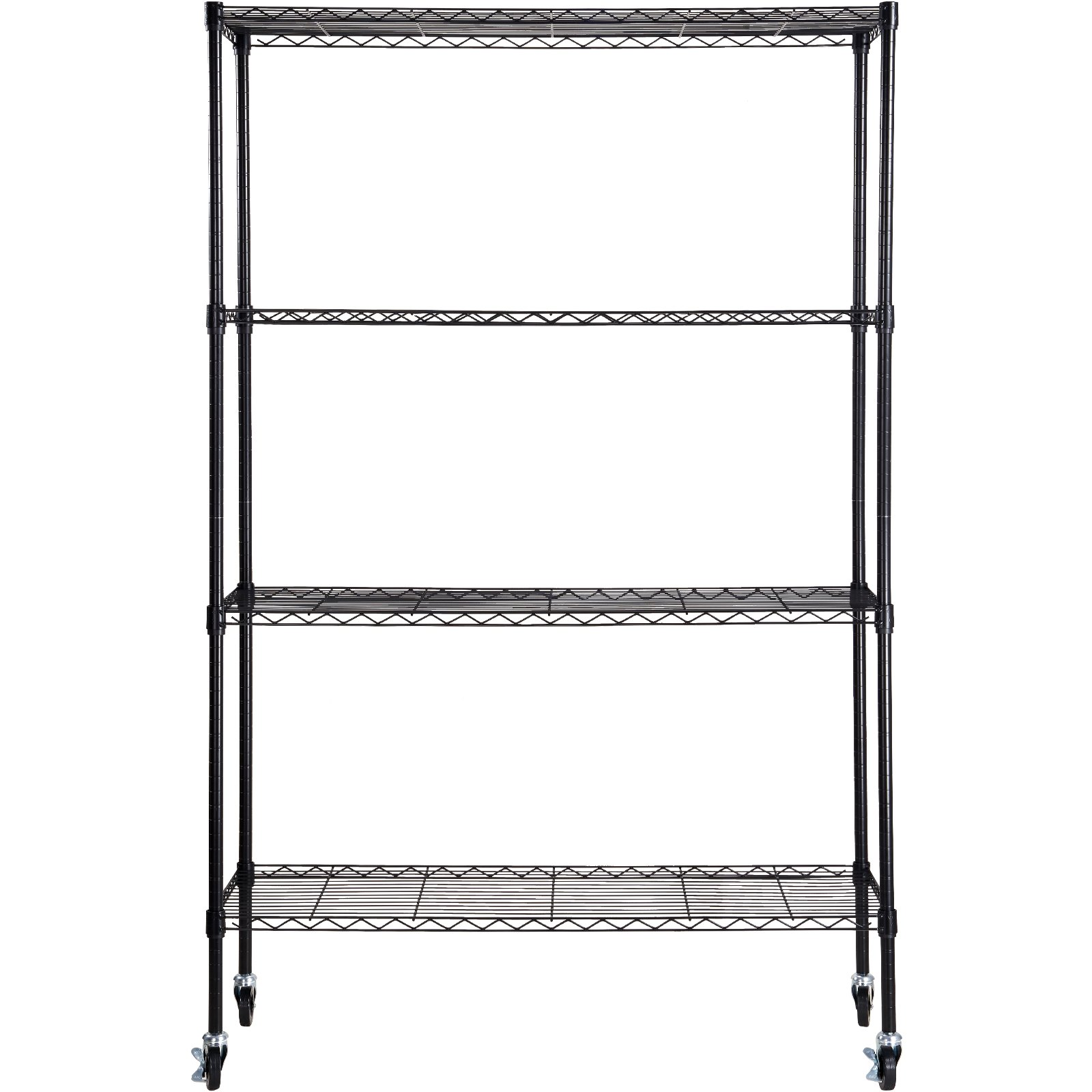 VEVOR Storage Shelving Unit with Wheels, 4-Tier Adjustable, 700 lbs Capacity, Heavy Duty Garage Shelves Metal Organizer Wire Rack, Black, 47.2" L x 17.7" W x 74" H for Kitchen Pantry Basement Bathroom