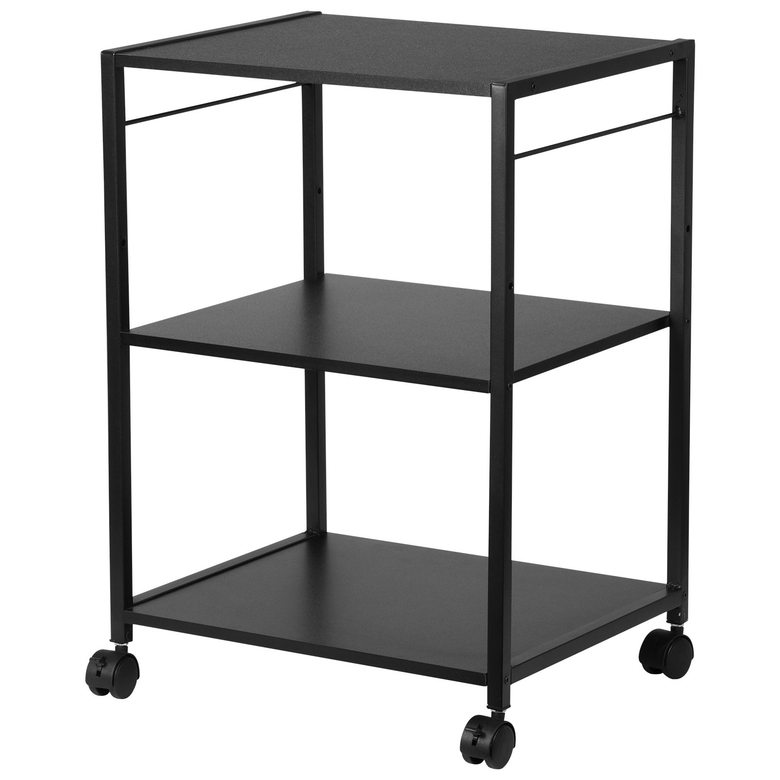 VEVOR Printer Stand, Height Adjustable 3 Tier Printer Stand, Printer Cart with Storage Shelves and Hooks for Printer, Scanner, Fax, Home Office Use, EPA Certified, Black