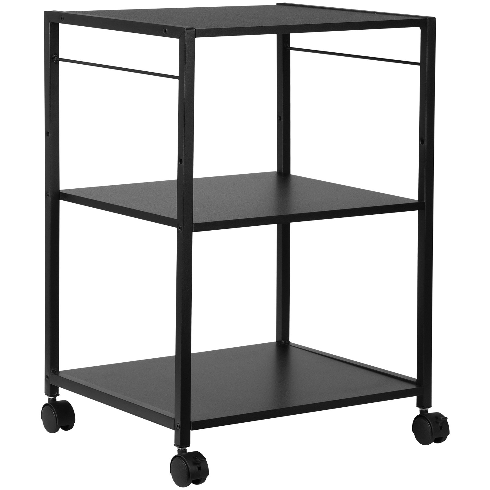 VEVOR Printer Stand, Height Adjustable 3 Tier Printer Stand, Printer Cart with Storage Shelves and Hooks for Printer, Scanner, Fax, Home Office Use, EPA Certified, Black