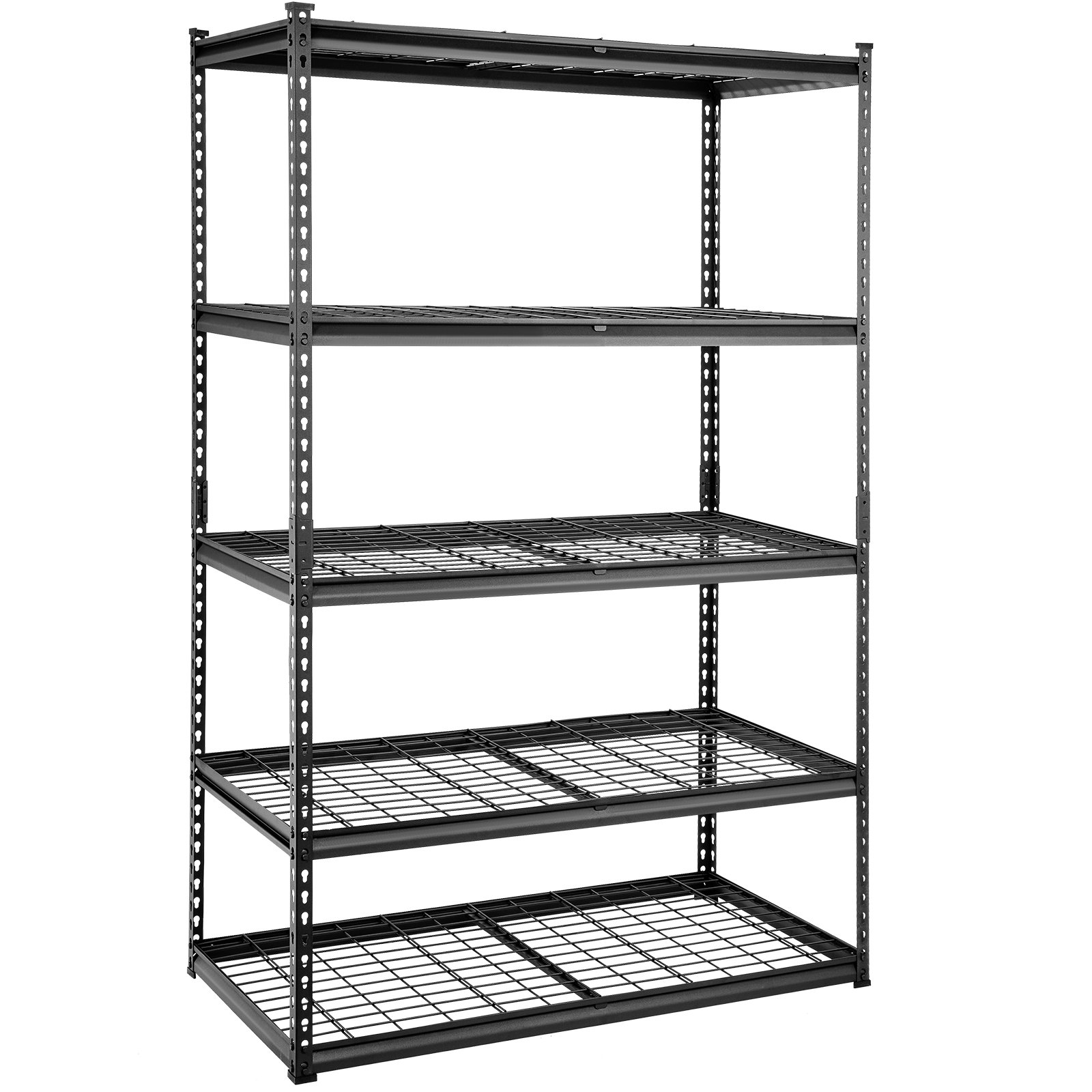 VEVOR Storage Shelving Unit, 5-Tier Adjustable, 2000 lbs Capacity, Heavy Duty Garage Shelves Metal Organizer Wire Rack, Black, 48" L x 24" W x 72" H for Kitchen Pantry Basement Bathroom Laundry Closet