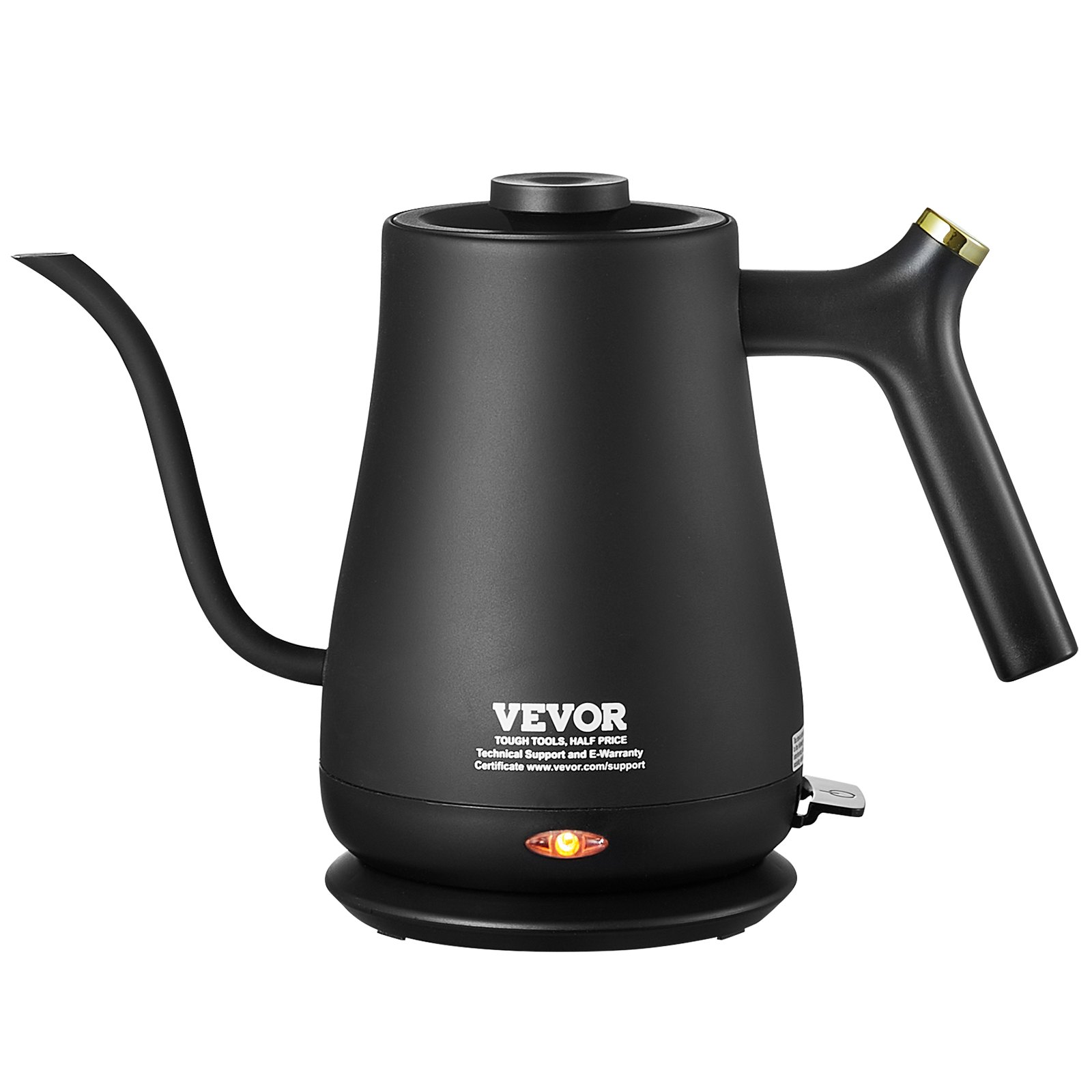 VEVOR 1L Electric Gooseneck Kettle, 1200W Fast Heating Gooseneck Pour Over Coffee Tea Kettle, 304 Food Grade Stainless Steel Hot Water Boiler Heater with Boil-Dry Protection, Auto Shut-off