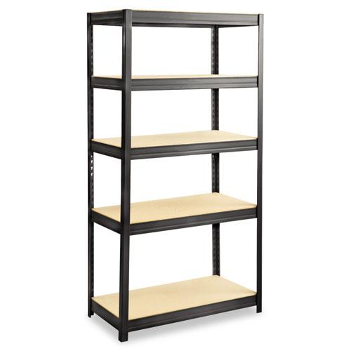 Boltless Steel/Particleboard Shelving, Five-Shelf, 36w x 18d x 72h, Black