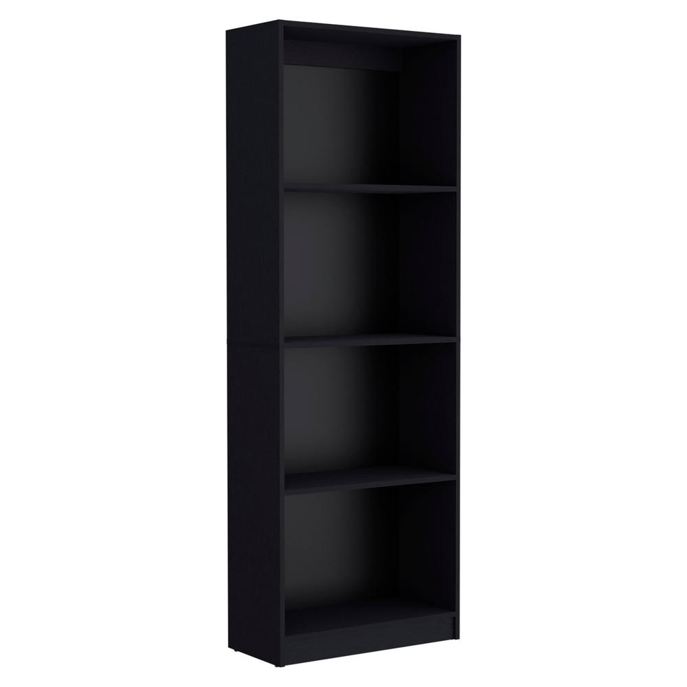 Vinton Bookcase with Spacious Tier-Shelving Design, Black