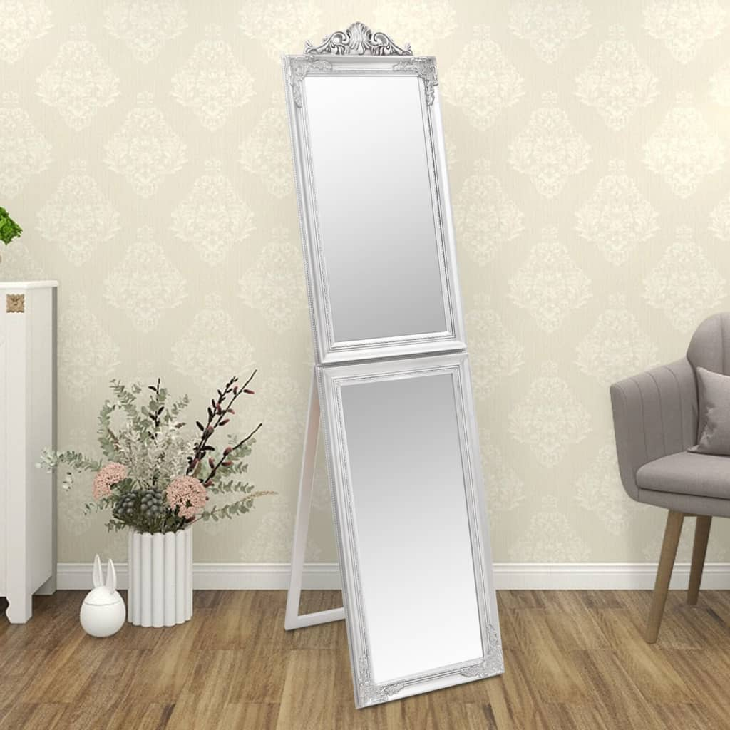 vidaXL Free-Standing Mirror Silver 15.7"x63"