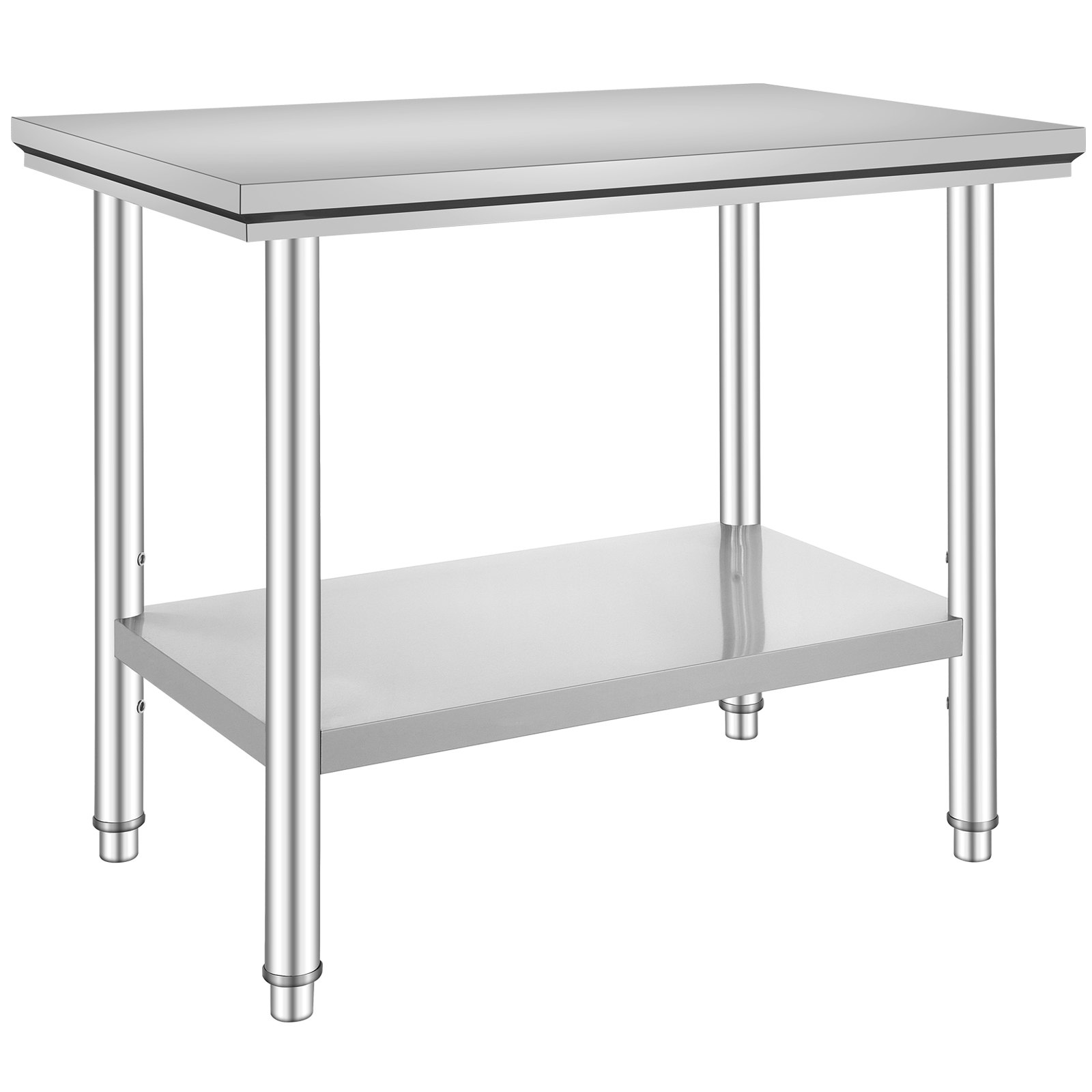 VEVOR Stainless Steel Work Table 24 x 36 x 32 Inch Commercial Kitchen Prep & Work Table Heavy Duty Prep Worktable Metal Work Table with Adjustable Feet for Restaurant, Home and Hotel