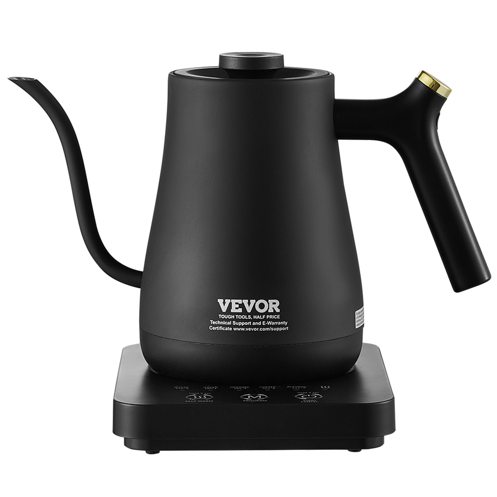 VEVOR Electric Gooseneck Kettle 1L, Temperature Control Pour Over Coffee Kettle with 5 Variable Presets, 304 Food Grade Stainless Steel Hot Water Tea Boiler & Boil-Dry Protection, Keep Warm, 1200W