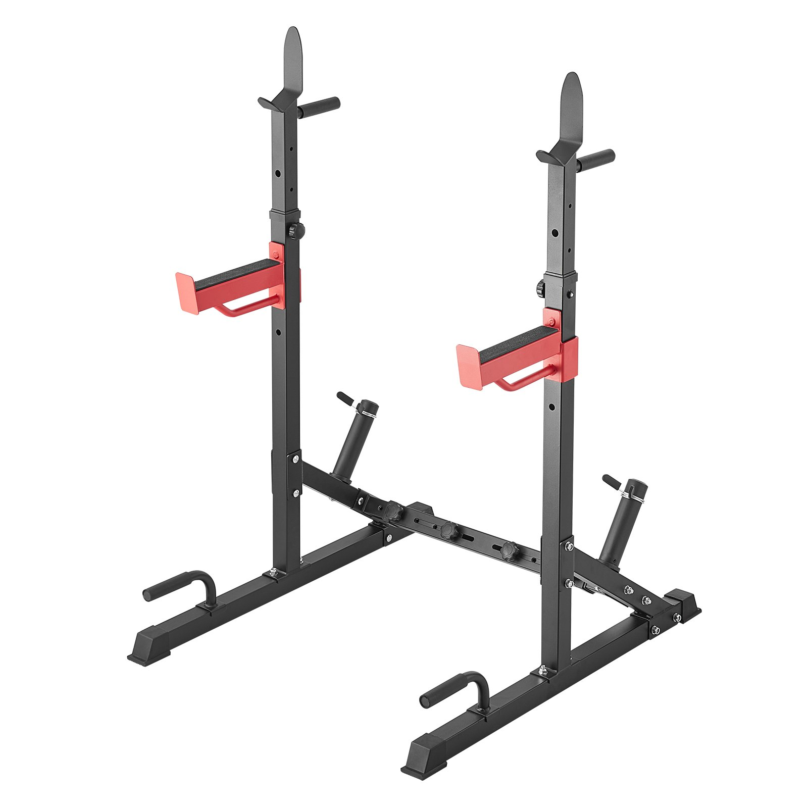 VEVOR Squat Stand Power Rack, Multi-Functional Barbell Rack with Hook, Weight Plate Storage Attachment, Adjustable Free Bench Press Stands, Max Load 600 Lbs Steel Exercise Squat Stand for Gym/Home Gym