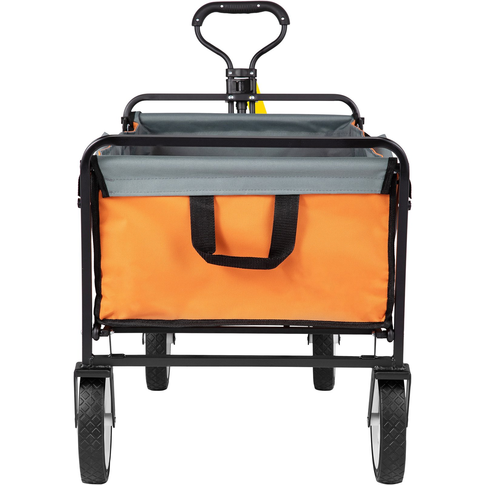 VEVOR Wagon Cart, Collapsible Folding Cart with 176lbs Load, Outdoor Utility Garden Cart, Adjustable Handle, Portable Foldable Wagons with Wheels for Beach, Camping, Grocery, Orange