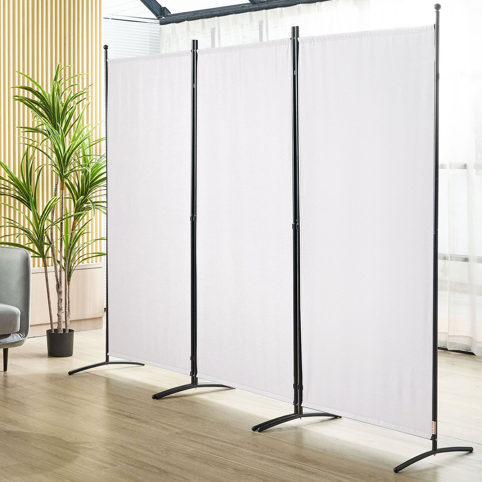 VEVOR Room Divider, 6.1 ft （102×71inch）Room Dividers and Folding Privacy Screens (3-panel), Fabric Partition Room Dividers for Office, Bedroom, Dining Room, Study, Freestanding, White